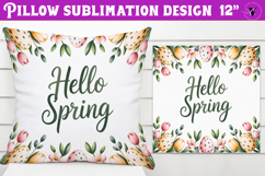Christian Easter pillow sublimation | Hello Spring design Product Image 1