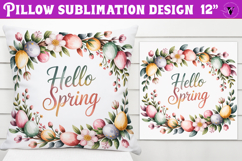 Christian Easter pillow sublimation | Hello Spring design Product Image 1