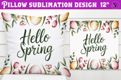 Christian Easter pillow sublimation | Hello Spring design Product Image 1