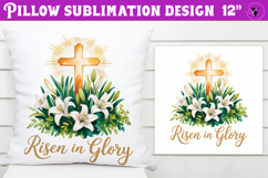 Christian Easter pillow sublimation | Risen in Glory design Product Image 1