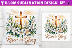 Christian Easter pillow sublimation | Risen in Glory design Product Image 1