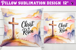 Christian Easter pillow sublimation | Christ is Risen design Product Image 1