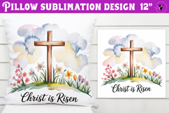 Christian Easter pillow sublimation | Christ is Risen design Product Image 1