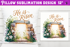 Christian Easter pillow sublimation | He is Risen design Product Image 1