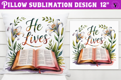 Christian Easter pillow sublimation | He Lives design Product Image 1