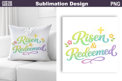 Easter Christian Religious Quote | Risen &amp; Redeemed Product Image 1