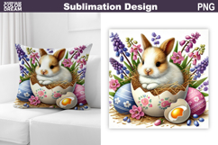 Cute Bunny Pillow Design | Easter Baby Animal Sublimation Product Image 1