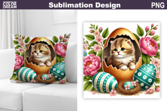 Cute Kitty Pillow Design | Easter Baby Animal Sublimation Product Image 1