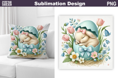 Cute Bunny Pillow Design | Easter Baby Animal Sublimation Product Image 1
