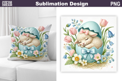 Cute Lamb Pillow Design | Easter Baby Animal Sublimation Product Image 1