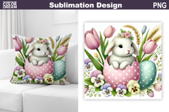 Cute Bunny Pillow Design | Easter Baby Animal Sublimation Product Image 1