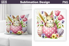 Cute Bunny Pillow Design | Easter Baby Animal Sublimation Product Image 1