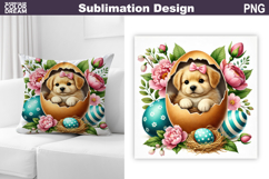 Cute Puppy Pillow Design | Easter Baby Animal Sublimation Product Image 1