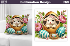 Cute Lamb Pillow Design | Easter Baby Animal Sublimation Product Image 1