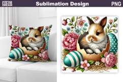 Cute Bunny Pillow Design | Easter Baby Animal Sublimation Product Image 1