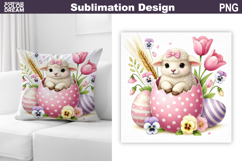 Cute Lamb Pillow Design | Easter Baby Animal Sublimation Product Image 1