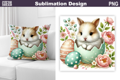 Cute Bunny Pillow Design | Easter Baby Animal Sublimation Product Image 1