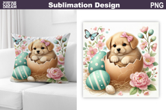 Cute Puppy Pillow Design | Easter Baby Animal Sublimation Product Image 1