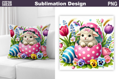 Cute Lamb Pillow Design | Easter Baby Animal Sublimation Product Image 1
