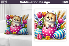 Cute Kitty Pillow Design | Easter Baby Animal Sublimation Product Image 1