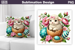 Cute Lamb Pillow Design | Easter Baby Animal Sublimation Product Image 1