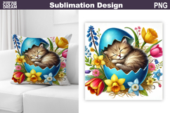Cute Kitty Pillow Design | Easter Baby Animal Sublimation Product Image 1