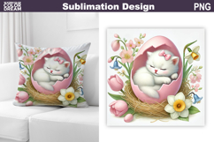 Cute Kitty Pillow Design | Easter Baby Animal Sublimation Product Image 1