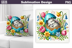Cute Bunny Pillow Design | Easter Baby Animal Sublimation Product Image 1