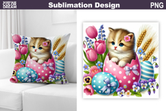Cute Kitty Pillow Design | Easter Baby Animal Sublimation Product Image 1