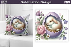 Cute Bunny Pillow Design | Easter Baby Animal Sublimation Product Image 1