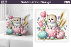 Cute Kitty Pillow Design | Easter Baby Animal Sublimation Product Image 1