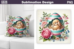 Cute Bunny Pillow Design | Easter Baby Animal Sublimation Product Image 1