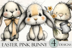 Easter Pink Bunny Clipart Product Image 1