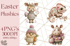 Yarn Animal Easter Clipart, Knitted Plush Easter Animals Png Product Image 1