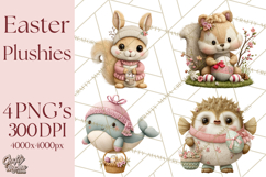 Yarn Animal Easter Clipart, Knitted Plush Easter Animals Png Product Image 1