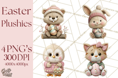 Yarn Animal Easter Clipart, Knitted Plush Easter Animals Png Product Image 1