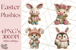Yarn Animal Easter Clipart, Knitted Plush Easter Animals Png Product Image 1