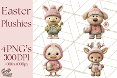 Yarn Animal Easter Clipart, Knitted Plush Easter Animals Png Product Image 1