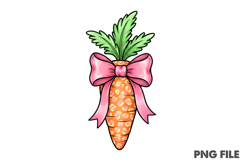 Easter PNG Cute Carrot with Pink Bow Product Image 1