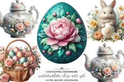 Easter PNG Pink Chinoiserie - Easter PNG Product Image 1