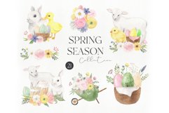 Watrecolor Spring Animals and Flowers clipart set Product Image 1