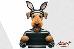 Easter dog clipart / bad bunny / funny dog / Airedale PNG Product Image 2