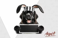 Newfoundland dog / Easter dog, bad bunny / funny dog clipart Product Image 2