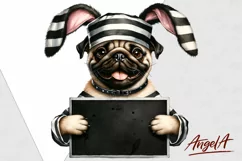 Pug dog / Easter dog / bad bunny / funny dog clipart Product Image 2