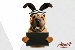 Easter dog / bad bunny / funny dog clipart / Shar pei PNG Product Image 2