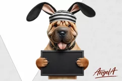 Shar pei / Easter dog / bad bunny / funny dog clipart Product Image 2