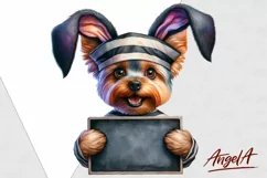 Yorkshire terrier / Easter dog clipart / bad bunny PNG Product Image 2