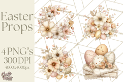 Vintage Easter Props Clipart PNG, Easter Eggs Printable Product Image 1