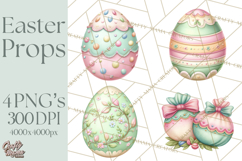 Easter Props Clipart PNG, Cute Easter Icons, Eggs Baskets Product Image 1