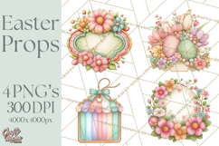 Easter Props Clipart PNG, Cute Easter Icons, Eggs Baskets Product Image 1